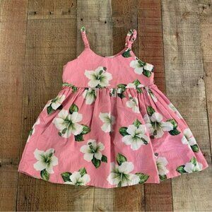 Pacific legend apparel vintage girls pink top with white Hawaiian print flowers